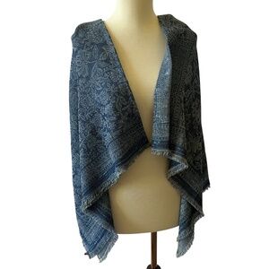 J JILL PURE JILL SCARF WRAP NWT FRINGE  FLORAL BOHEMIAN FLOWY FEMININE TRAVEL
